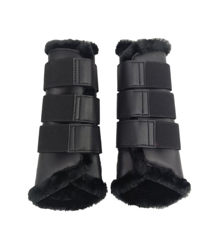 Horse Brushing Boots Leather Black
