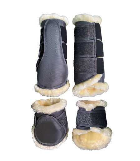 Horse Brushing Boots Set Glitter Grey