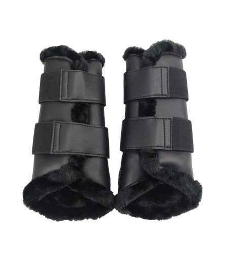 Horse Brushing Boots Leather Black