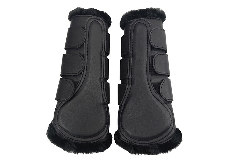 Horse Brushing Boots PU Leather Black